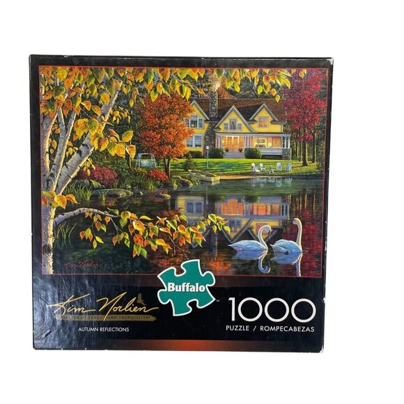 Buffalo Games 1000 Piece Autumn Lake Swans Reflections Puzzle 26.75 X 19.75 - Picture 1 of 3